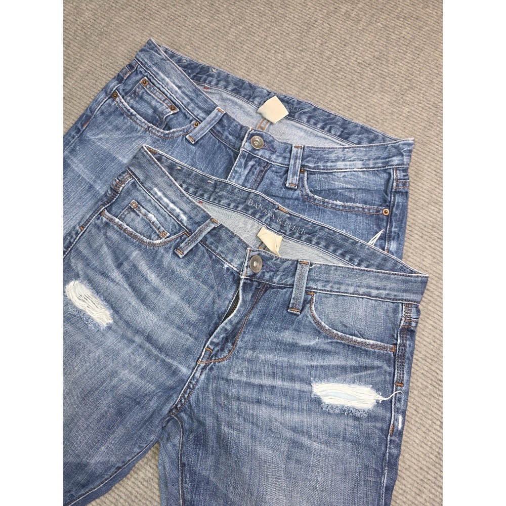 Banana Republic Lot Of 2 Womens Low-Rise Straight Leg Jeans Blue Distressed 27